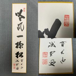 M6133[ tanzaku 1]. manner one sama pine autograph . character one running script writing brush paper tea utensils Zaimei .. kimono wrapping paper go in 