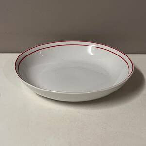 赤ライン 深皿 パスタプレート パスタ皿　カレー皿 中深皿 ホワイト レッド 洋食器