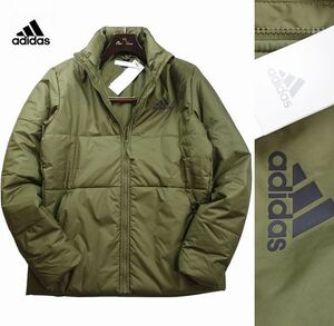 新品 秋冬 ゴルフにお勧め Ｌサイズ adidas GOLF アディダス 中綿 ジャケット パデッド ブルゾン 防寒 アウター ゴルフウェア カーキ