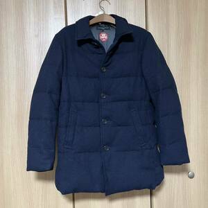 GORE-TEX WIND STOPPER仕様 SHIPS(GENERAL SUPPLY) ウール混ダウンコート サイズL ネイビー クリーニング済み