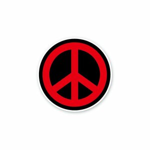 （マット）ピースマークステッカー レッド Peace symbol 12cm シール 防水 原付 かわいい シンボル ステッカーチューン