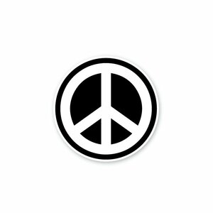 （マット）ピースマークステッカー ホワイト Peace symbol 12cm シール 防水 原付 かわいい シンボル ステッカーチューン