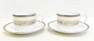 未使用 ノリタケ バーニーズニューヨーク プラチナフェザー カップ＆ソーサー ２客セット Noritake BARNEYS NEWYORK