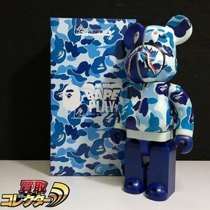 mBM982b [人気] メディコム・トイ 400% BE@RBRICK BAPE CAMO SHARK ブルー / ベアブリック | デザイナーズトイ H