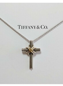 【ティファニー】TIFFANY＆Co シグネチャークロス SV925×K18 750 18金 ネックレス アクセサリー☆