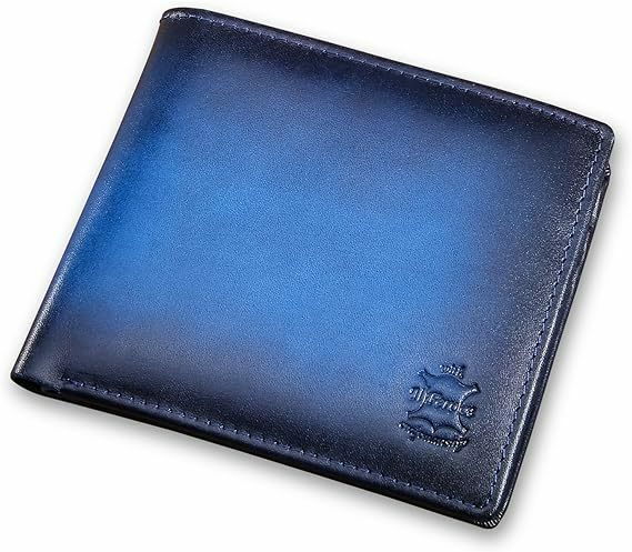 【新品】MF-silk メンズ財布 本革 牛革 天然ショート丈 小銭入れ カード入れ 二つ折り Blue　送料無料