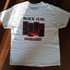 レア バンドTシャツ BLACK FLAG ブラックフラッグ DAMAGED SST RECORDS 白 XLサイズ ロックTシャツ 古着 レッチリ john furuciante 着用