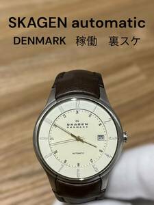 ★1円スタート★ SKAGEN スカーゲン 稼働　裏スケ 自動巻 メンズ 