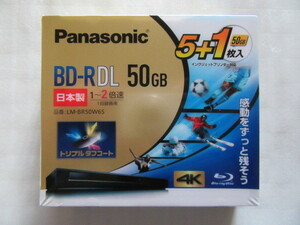 【即決】【同梱可能】　Panasonic　パナソニック　ＢＤ－Ｒ　ＤＬ　LM-BR50W6S　１回録画用　50GB　5＋1枚入 