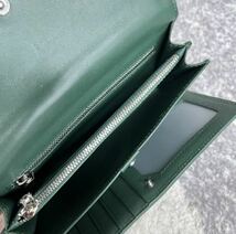 新品 【グリーン】クロコダイル ワニ革 特大コブ 長財布 本物 二つ折り メンズ財布 小銭入れあり 未使用 グリーン_画像9