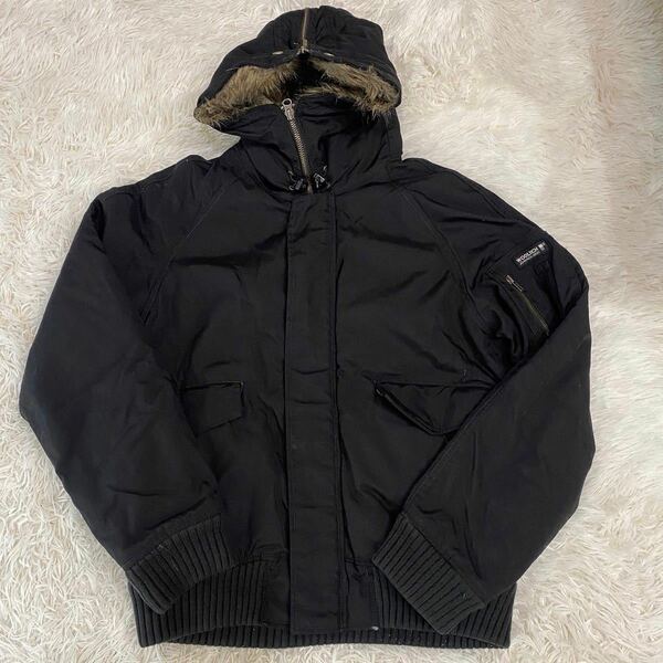 WOOLRICH ウールリッチ　フライトジャケット　ファー　Mサイズ メンズ　フード 黒　ブラック