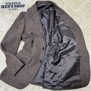 【美品　超希少XLサイズ】　TEIJIN MEN’S SHOP GINZA テーラードジャケット ツイード　テイジンメンズショップ　段返り　３B ヘリンボーン