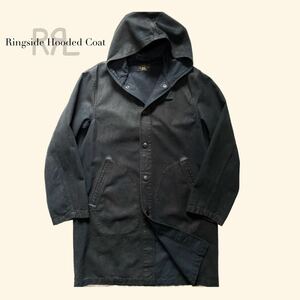 【傑作】RRL “Ringside Hooded Coat” S ブラック インディゴ ジャケット パーカー コート ダック デニム Ralph Lauren ボクシング