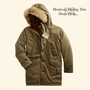 【最高級】RRL “Henderson Shearing Trim Down Parka” L オイルクロス ダウン ジャケット パーカー Ralph Lauren ヴィンテージ