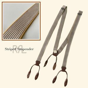 RRL “Striped Suspender” サスペンダー ブレイシーズ ストライプ ブラウン レザー ベルト Ralph Lauren ヴィンテージ 