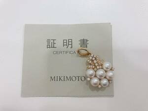 ◆MIKIMONO ミキモト メレダイヤ パール トップ K18 8.6g 石目刻印無し アクセサリー 真珠 ネックレス ペンダントトップ 証明書付き