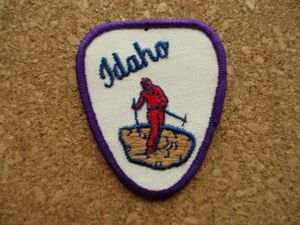 70s IDAHO『アイダホ州』ビンテージ ワッペン/スキーじゃがいもポテトSKIギャグ旅行パロディ スーベニア土産アップリケUSAエンブレム D18