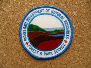 80s メリーランドMaryland Department of Natural Resources FOREST&PARK SERVICEワッペン/DNR自然アウトドアpatchビンテージUSAパッチ D19