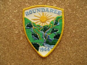 60s ROUNDAREE 1966 ワッペン/VintageビンテージSewn日昇Girl Scout自然アウトドア滝patchキャンプ山脈ビンテージ朝日USA登山パッチ D16