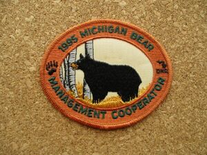 90s ミシガン州自然資源局DNR BEAR MANAGEMENT COOPERATORワッペン熊クマ/ MICHIGAN DEPARTMENT OF NATIONAL RESOURCES自然patchパッチ D16