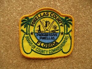 80s ピネラスPINELLAS COUNTY FLORIDAワッペンBOARD OF COUNTY COMMISSIONERS/ヤシの木フロリダ州patchゴルフ公園ビンテージUSAパッチ D16