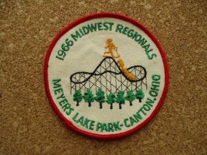 60s MEYERS LAKE PARK-CANTON OHIOワッペン1966 MIDWEST REGIONALS/水上スキー遊園地Amusement観光Water Skiカスタム土産アップリケUSA D16