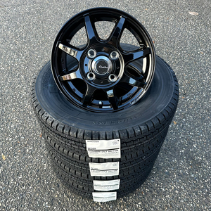 ブリヂストン 23年製 W300 145/80R12 80/78N スタッドレス ブラック アルミホイールセット 4本送料込み39000円～ ■九州は発送不可■