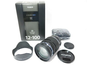 【 中古品 】OLYMPUS M.ZUIKO DIGITAL ED 12-100mm F4.0 IS PRO レンズ LH-76B純正フード、ポーチ 、元箱付き オリンパス [管OL1826]