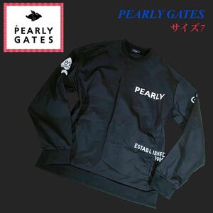 PEARLY GATES パーリーゲイツ ナイロンジャケット ブルゾン 【ラウンドの覇者】サイズ7(XL相当)ブラック ネイビー系 日本製 PGロゴ ゴルフ