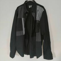 ★希少XLサイズ★BLACK COMME des GARCONS パッチワークシャツ ブラックコムデギャルソン 『漂う妖艶な色気』 メンズ 長袖シャツ ブラック_画像7