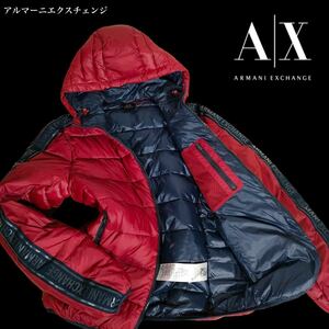 美品/着用感M/Lアルマーニ エクスチェンジ ダウンジャケット 『帝王の存在感』ブルゾン ARMANI EXCHANGE 中綿ジャケット AXロゴ Sサイズ