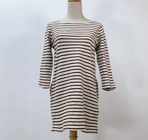 S1352 lady's cut and sewn long sleeve popular S white border cotton 100% on goods casual elegant ga- Lee сhick ... color pocket have 