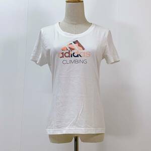 S1333 ★美品★ adidas アディダス レディース Tシャツ 半袖 人気 L 白 ビッグロゴ 万能 スポーティチックスタイル 薄手