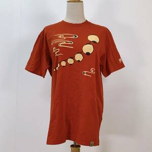 S1611 ★美品★タグ付★ UNIQLO ユニクロ メンズ Tシャツ 半袖 人気 M 赤 綿100% 万能 シンプルデイリーカジュアル デントウキギョウコラボ