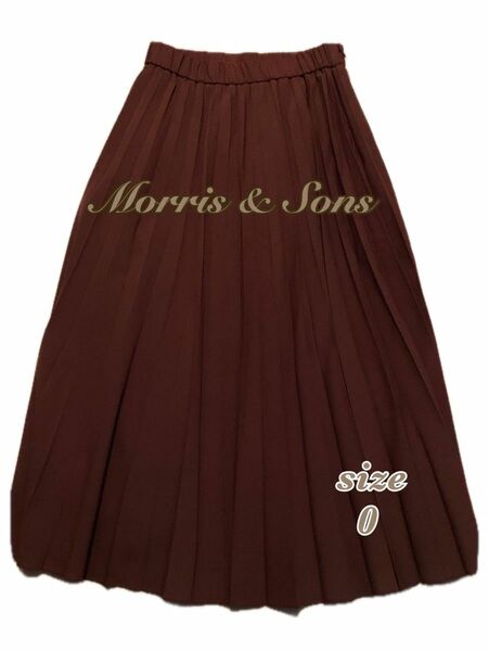 【MORRIS&SONS】日本製 ブラウン ランダム プリーツ ロングスカート《0》