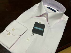 ROBERTOMARAZZI　淡いピンク×細かな白ストライプワイシャツ　L(41-84)　イージーケア　レギュラーカラー