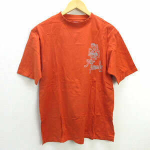 z■カステルバジャック/Castelbajac sports プリントTシャツ【3】オレンジ/men's/67【中古】ｖ