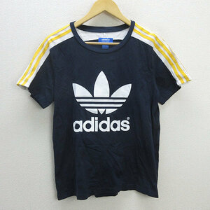 z■アディダス/adidas ロゴプリントTシャツ/AA3869【L】紺/LADIES/11【中古】■