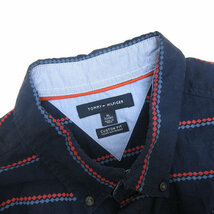 y■トミーヒルフィガー/TOMMY HILFIGER CUSTOM FITボタンダウン半袖シャツ■紺【XL】MENS/32【中古】_画像2