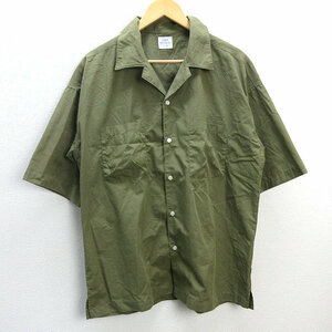 s■コーエン/coen 胸ポケット付き 半袖オープンカラーシャツ【L】カーキ/MENS/84【中古】