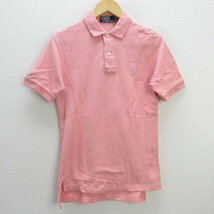 s■ラルフローレン/POLO Ralph Lauren 鹿の子　半袖ポロシャツ【M】ピンク/MENS/52【中古】■_画像1