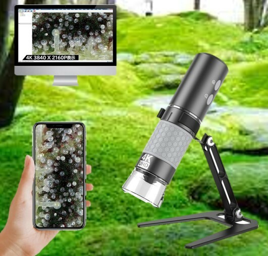 デジタル顕微鏡 軽量 コンパクト USB顕微鏡 4K WiFi アイホン アンドロイド PC対応 50- 1000X USB デジタル顕微鏡無線 HD内視鏡カメラ