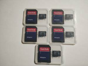 5セット　SanDisk　32GB microSDHCカード ケース・microSD→SD変換アダプター付 class4 フォーマット済み microSDカード メモリーカード