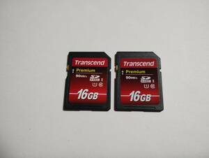 2枚セット　16GB　Transcend　Premium　SDHCカード　フォーマット済み　SDカード　メモリーカード