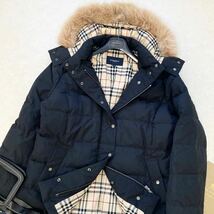 大きいサイズ◆美品◆バーバリー BURBERRY 46-48/15-17号/XL-3L ブルーフォックスファー3way☆メガチェックコンビプレミアムダウンコート_画像3