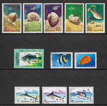外国切手　韓国　北朝鮮　カメ　魚　カニ　貝　エビ　クジラ　イルカなど_画像7