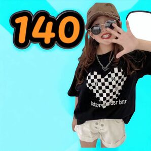 プリントTシャツハートがかわいい！韓国ファッショントップTシャツ! 半袖Tシャツ trois 半袖 トップス140