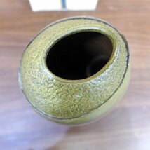 C314T 未使用品 常滑焼 谷川仁 紙面 壺 花瓶 花器 高さ約18cm 陶器 共箱_画像4