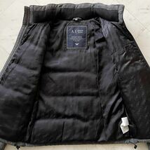 美品/XLサイズ● アルマーニ ジーンズ ARMANI JEANS ヘリンボーン 中綿入り ダウンジャケット ブルゾン size50 裏地総柄 収納フード グレー_画像5