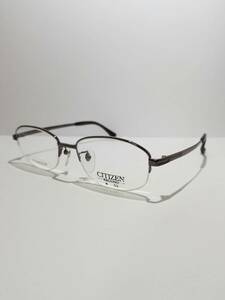 未使用 眼鏡 メガネフレーム CITIZEN REGUNO 20622 チタン 軽量 オシャレ シンプル ハーフリム 男女 メンズ レディース 53口18-140 BB-1